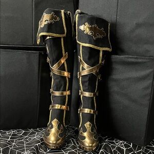 Barena Black and Gold Microfiber Boots